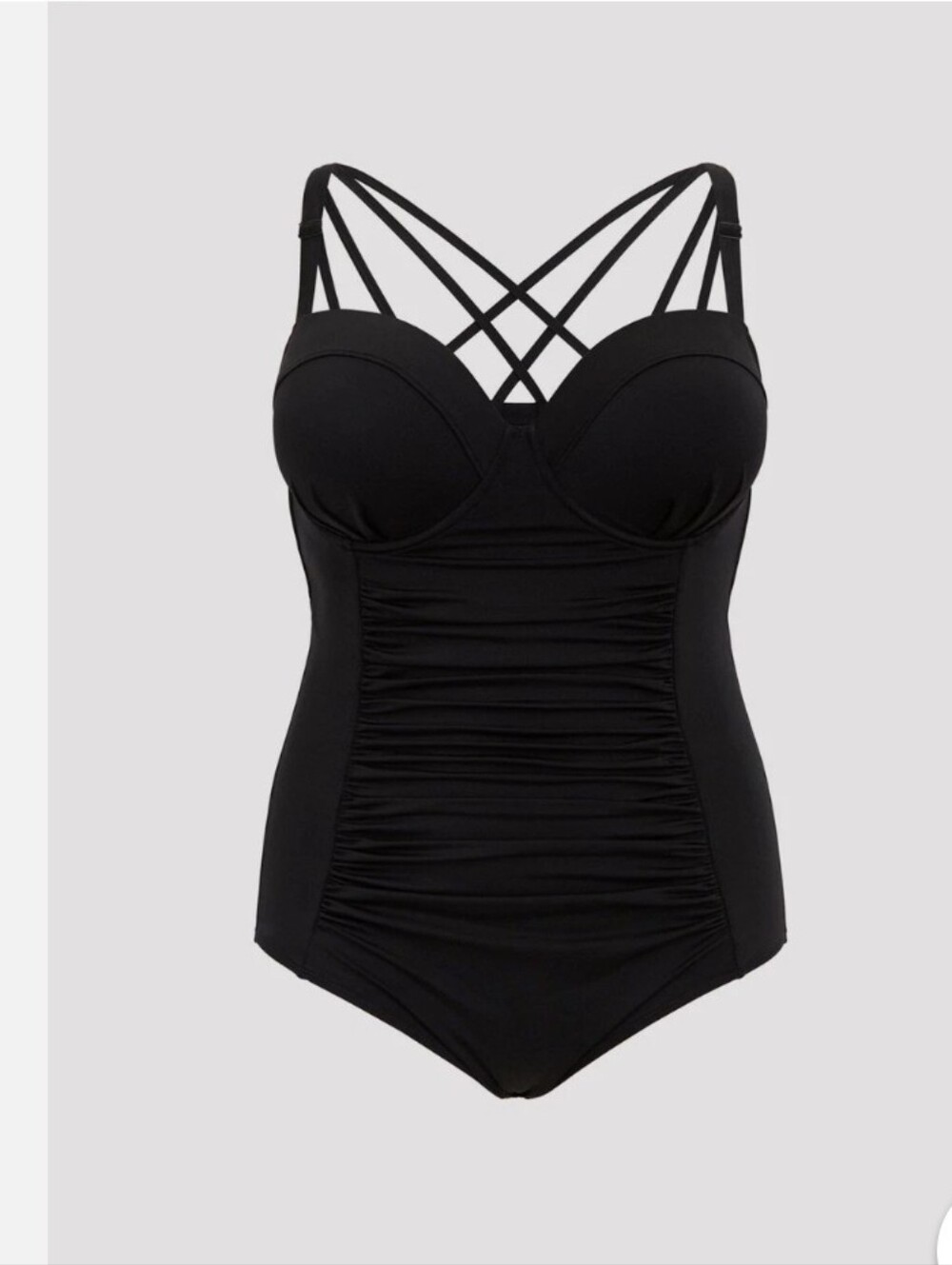 Torrid Slim Fix Underwire One Piece Swimsuit Black Plus Size 1 DD/DDD